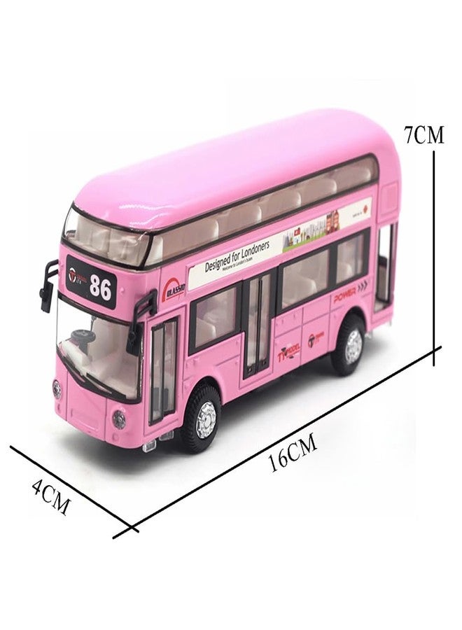 حافلة دارفيس لعبة ذات طابقين مصنوعة من سبيكة معدنية مصبوبة، لعبة للأطفال مع ضوء وصوت وباب قابل للفتح والسحب للخلف - Image 2